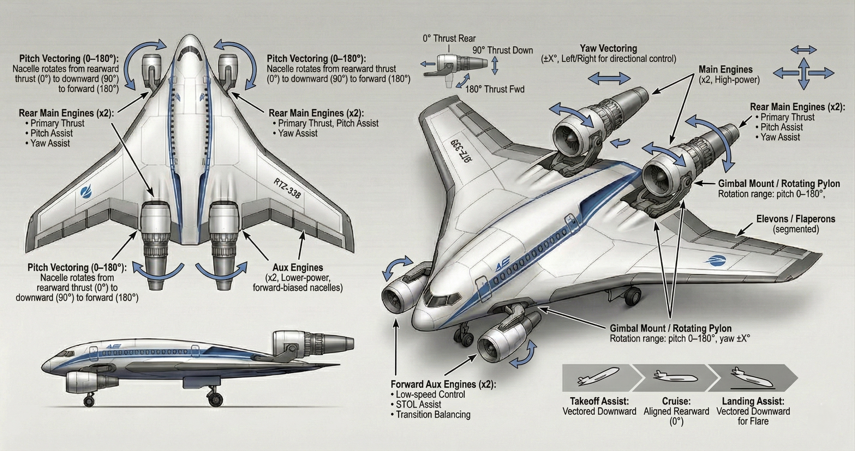 Nozzle integration with the airframe placeholder.